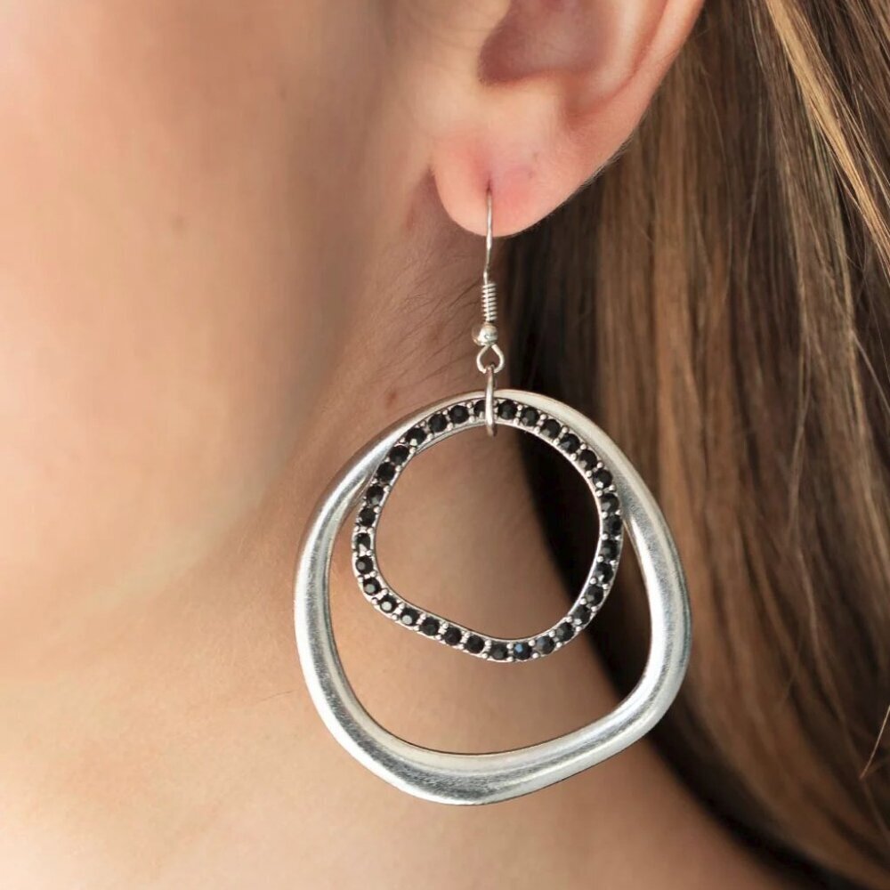 Paparazzi Jewelry Accessories - Spinning With Sass - Black Earrings - Vintage